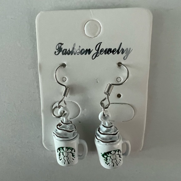 Drop Earrings Cappucino Earrings Coffee Earrings Starbucks 1.5" in. - Picture 5 of 7